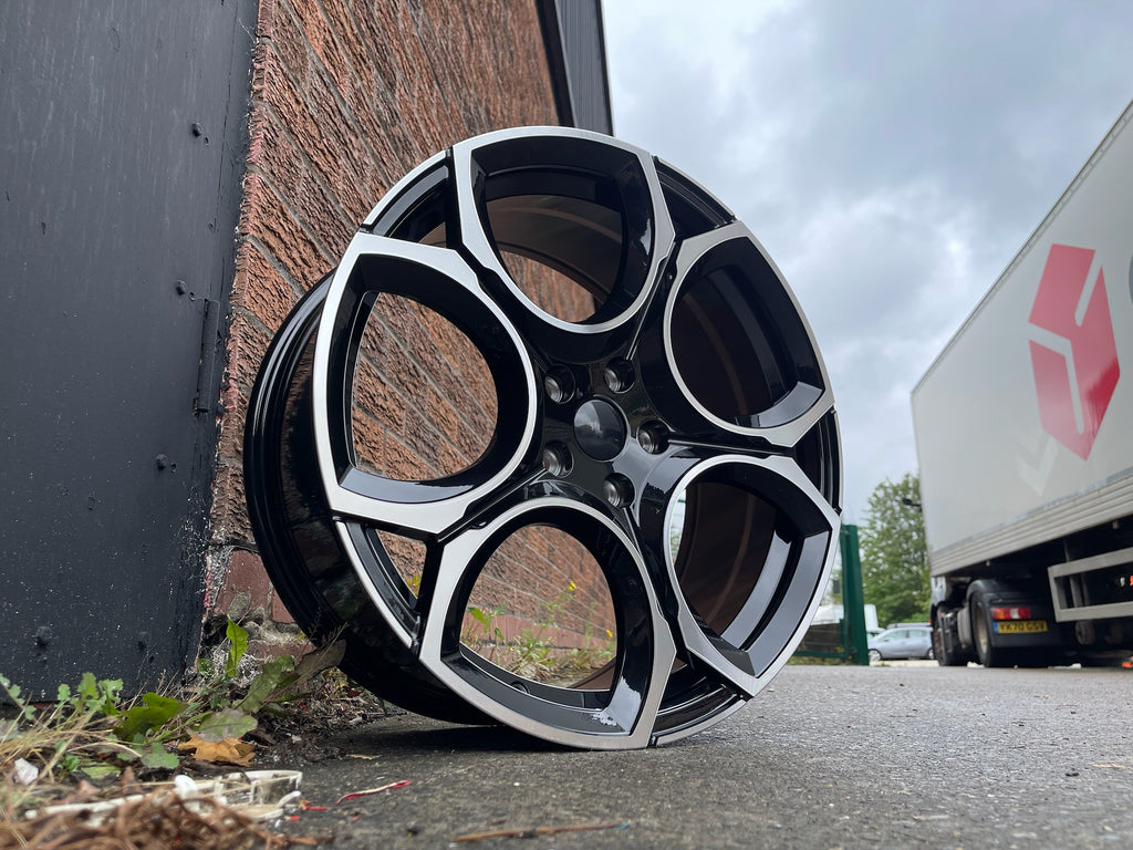 18” Queenstown Gti Golf R style wheels Black polished 5x112 fits Volkswagen