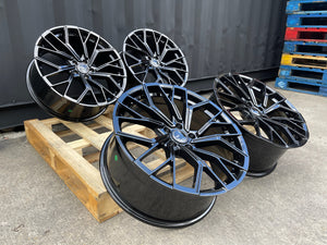 18”  S6 style wheels Gloss Black 5x112 fits Audi VW