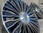 20" Maybach style wheels Gloss Black machined face 8.5 and 9.5 5x112 fits Mercedes Benz BMW Audi