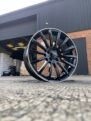 18" Twist style wheels Black machined lip 5x112 fits Mercedes Benz