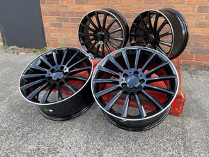 18" Twist style wheels Black machined lip 5x112 fits Mercedes Benz
