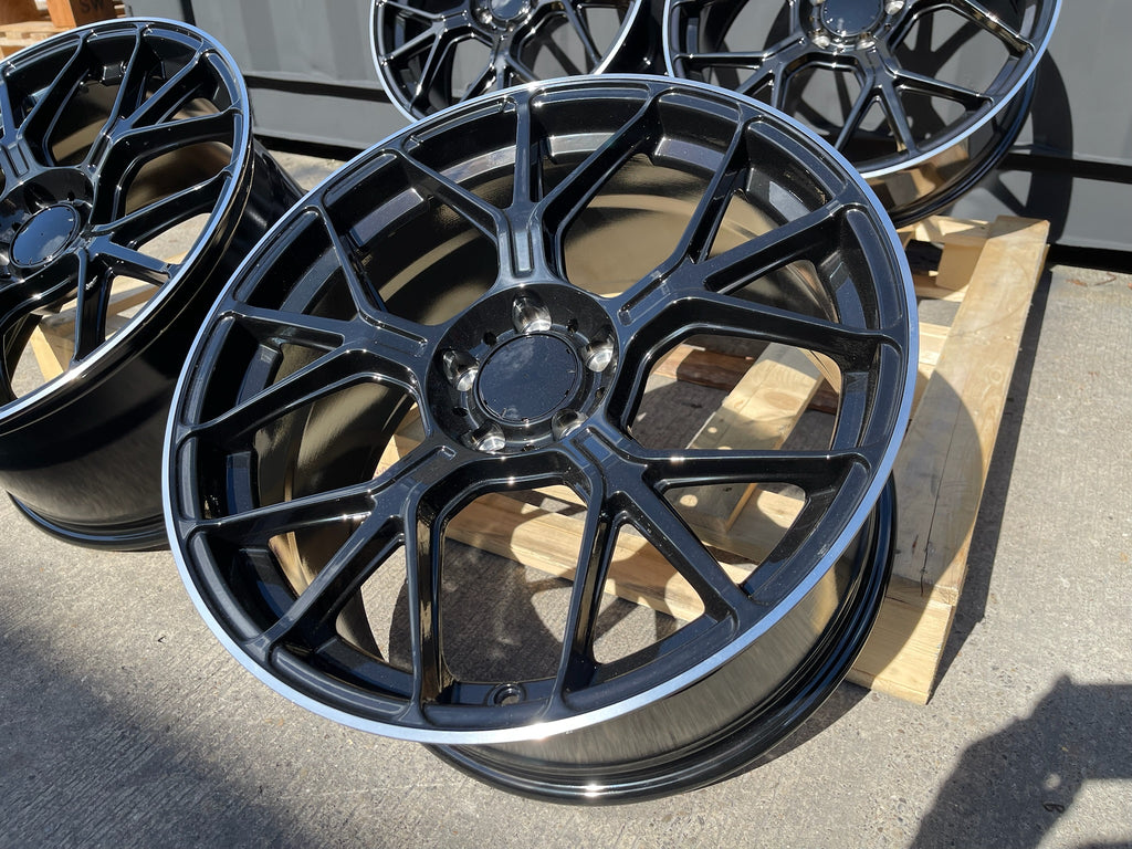 19" AMGT-63 style wheels Black polished lip 5x112 fits Mercedes Benz