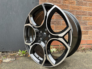 18” Queenstown Gti Golf R style wheels Black polished 5x112 fits Volkswagen