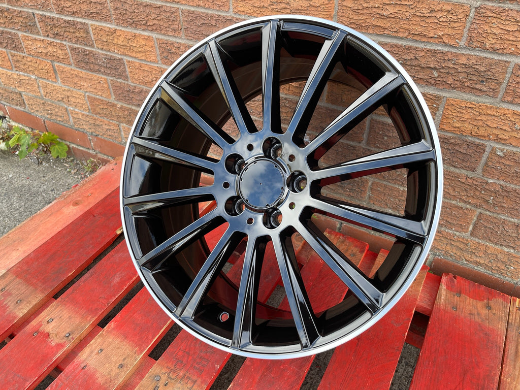 18" Twist style wheels Black machined lip 5x112 fits Mercedes Benz