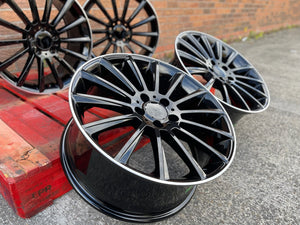 18" Twist style wheels Black machined lip 5x112 fits Mercedes Benz