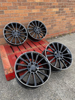 18" Twist style wheels Black machined lip 5x112 fits Mercedes Benz