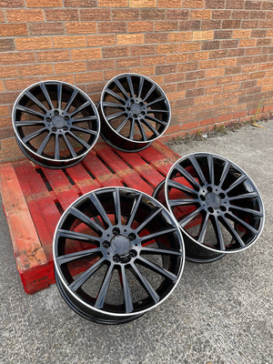 18" Twist style wheels Black machined lip 5x112 fits Mercedes Benz