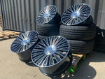 20" Maybach style wheels Gloss Black machined face 8.5 and 9.5 5x112 fits Mercedes Benz BMW Audi