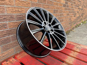 18" Twist style wheels Black machined lip 5x112 fits Mercedes Benz