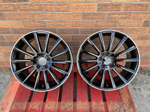 18" Twist style wheels Black machined lip 5x112 fits Mercedes Benz