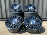 20" Maybach style wheels Gloss Black machined face 8.5 and 9.5 5x112 fits Mercedes Benz BMW Audi