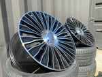20" Maybach style wheels Gloss Black machined face 8.5 and 9.5 5x112 fits Mercedes Benz BMW Audi