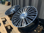 20" Maybach style wheels Gloss Black machined face 8.5 and 9.5 5x112 fits Mercedes Benz BMW Audi