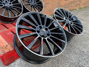 18" Twist style wheels Black machined lip 5x112 fits Mercedes Benz