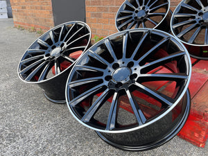 18" Twist style wheels Black machined lip 5x112 fits Mercedes Benz
