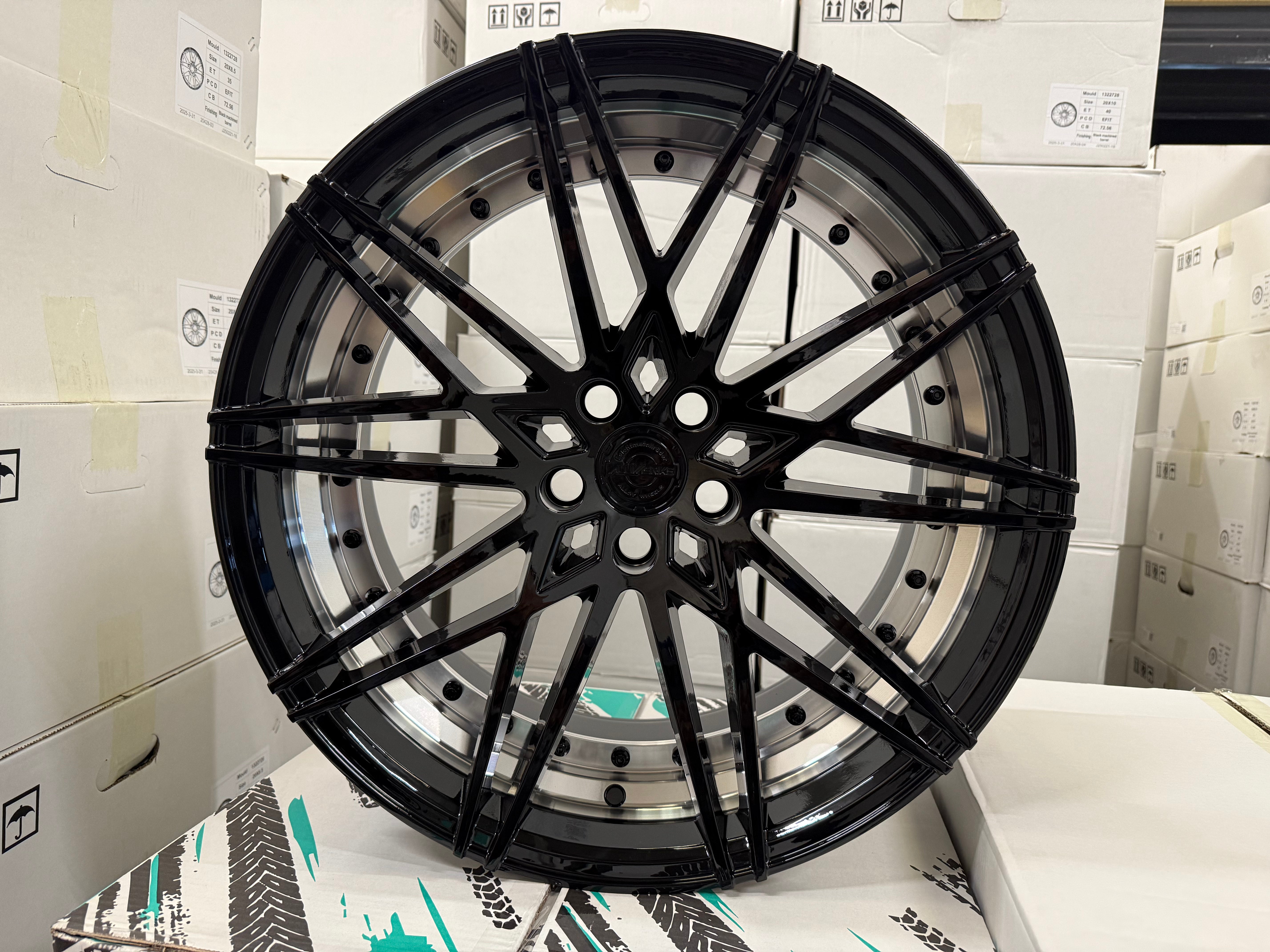 20" Aluwerks Koko wheels Black with machined barrel fits Audi BMW Mercedes VW T5 T6