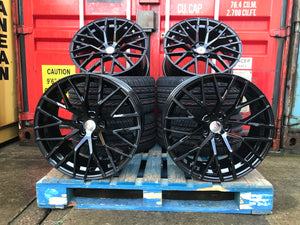 19" R8 style wheels Gloss Black 5x112 fits Audi