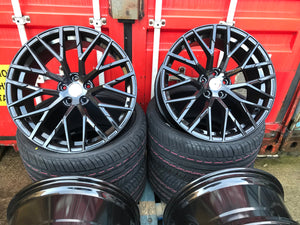 19" R8 style wheels Gloss Black 5x112 fits Audi A3 GOLF ET45