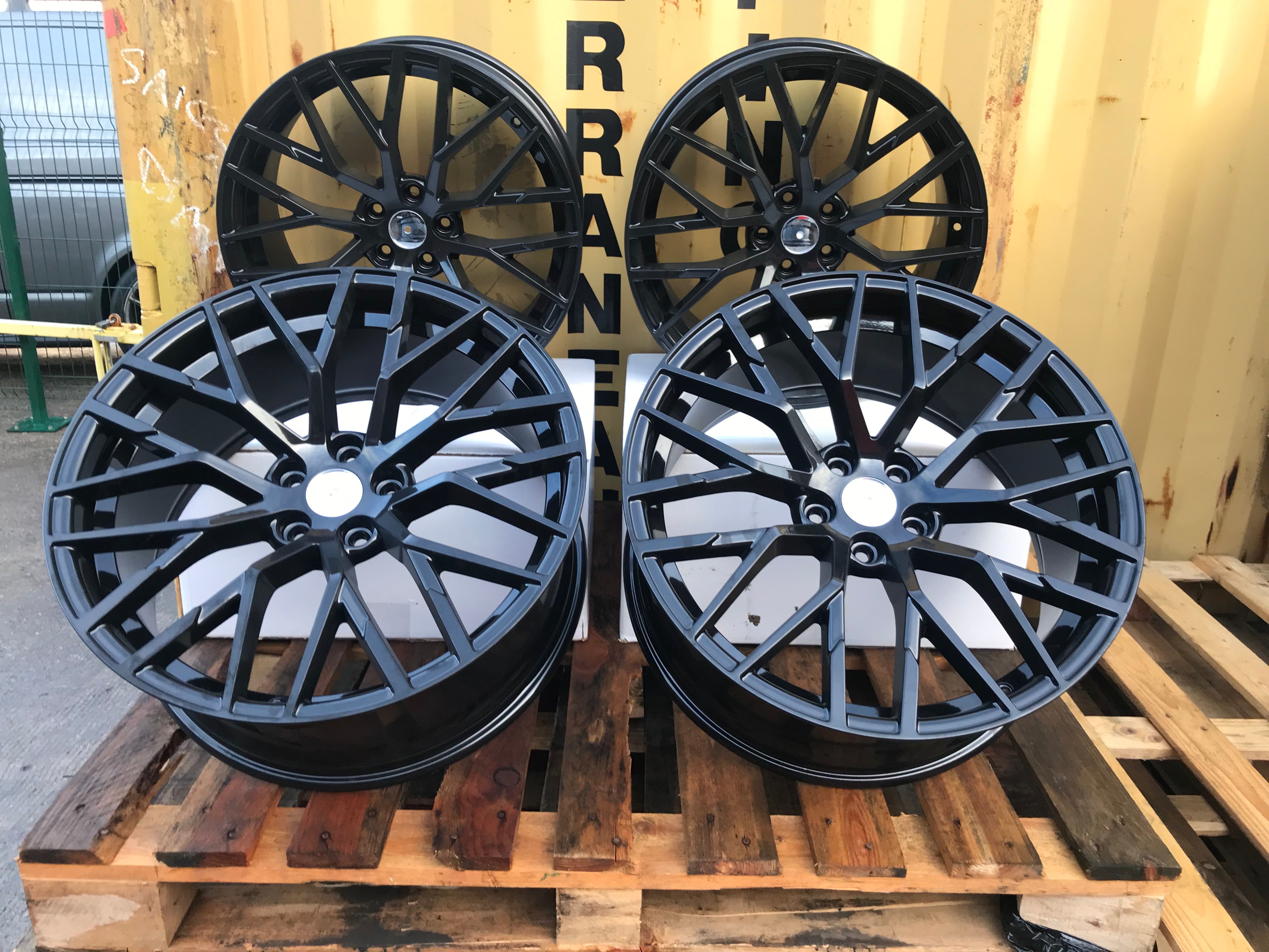 20” R8 style wheels Gloss Black 5x112 fits Audi