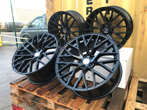 19" R8 style wheels Gloss Black 5x112 fits Audi
