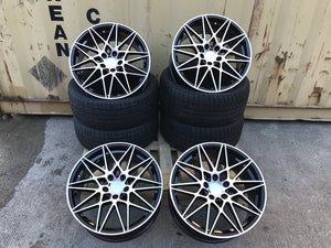 20" 666M Competition Style Staggered Alloy Wheels Black Polished face  BMW 3 4 5 6 Series & M2 M3 M4 M5