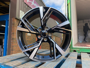 19" RS6 E style wheels Black Machined face 5x112 fits Audi VW and Mercedes